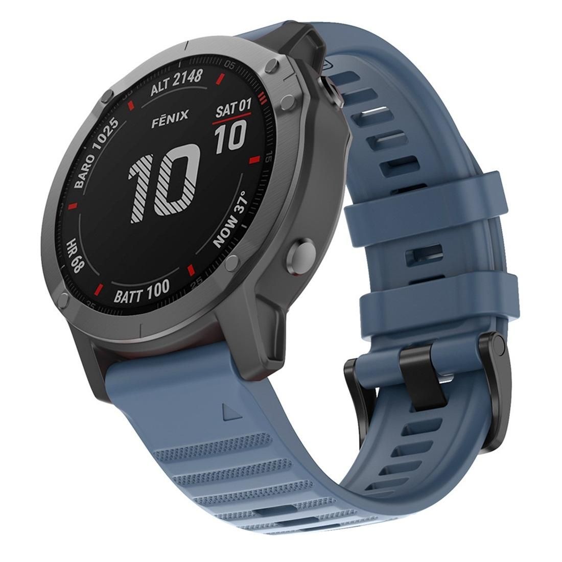 For Garmin Fenix 6X 26mm Silicone Smart Watch Replacement Strap Wristband (Cyan)