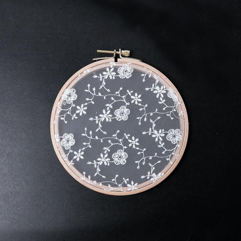 Round Embroidery Shed Lace Pad Jewelry Rack Earrings Storage Display Stand, Lace Ordinary Version, Size: M (Wood)