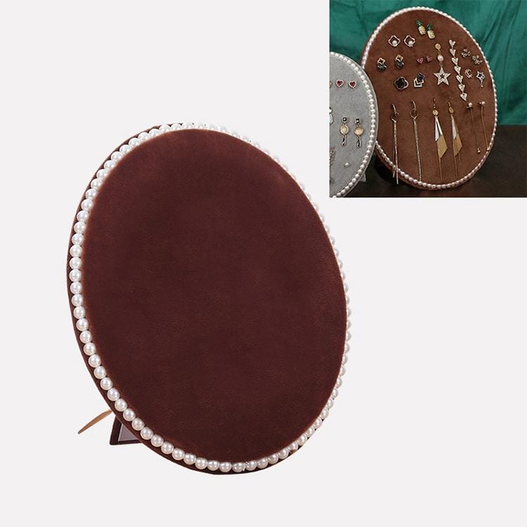 Household Creative Pearl Board Flannel Jewelry Rack Earrings Storage Display Stand, Size: M (Coffee)