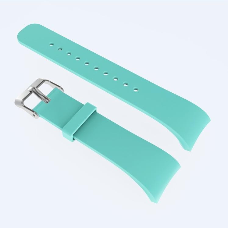 Solid Color Leather Wrist Strap Watch Band for Galaxy Gear Fit2 R360 (Cyan)