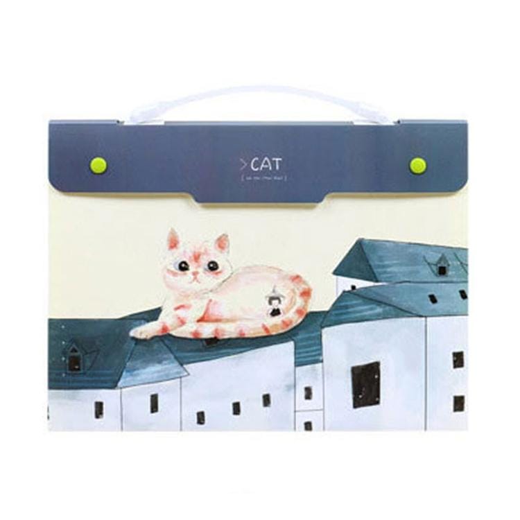 Cute Cat Shape Organ Bag Students Test Papers Binder Organizer File Folder Multifunctional Office Information Folders (Beige)