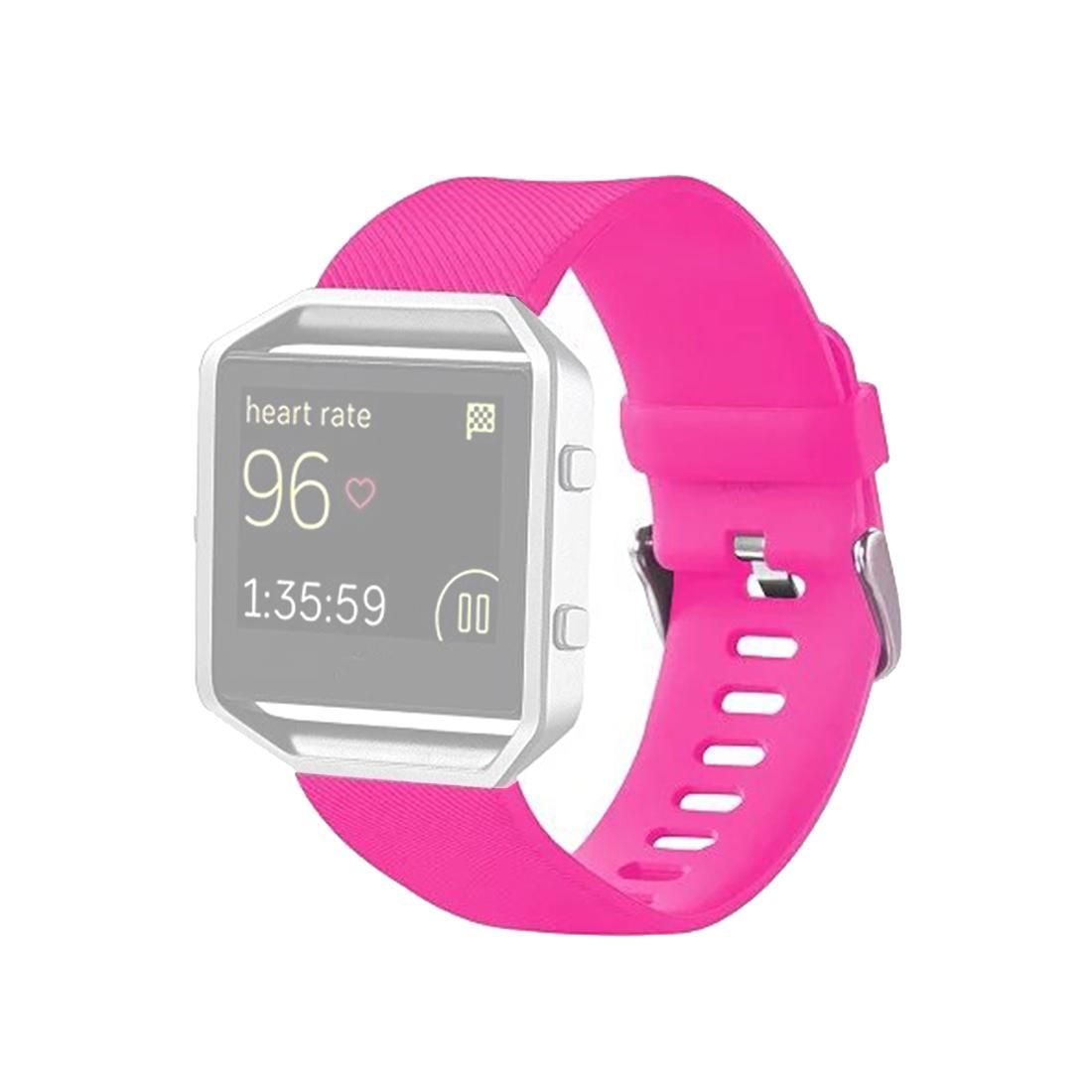 For Fitbit Blaze Watch Oblique Texture Silicone Watchband, Small Size, Length: 14-17cm (Magenta)