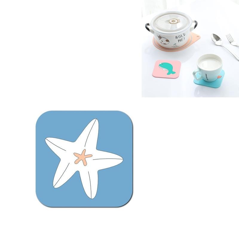 Cartoon Insulation Pad Placemat Anti-scalding Creative Home Cute Bowl Mat PVC Coaster (Starfish)