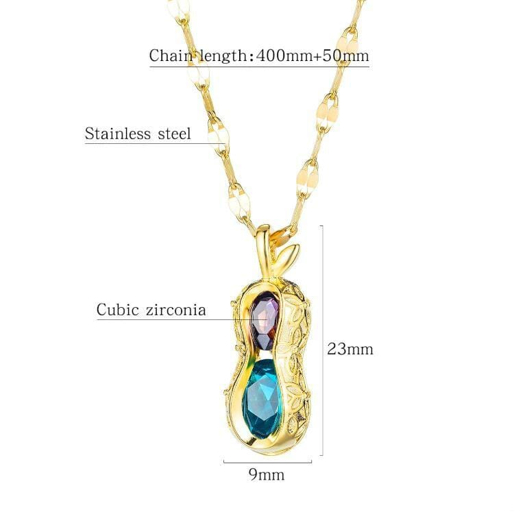 OPK 1684 Titanium Steel Diamond-studded Peanut Necklace Simple Clavicle Chain Pendant Accessory