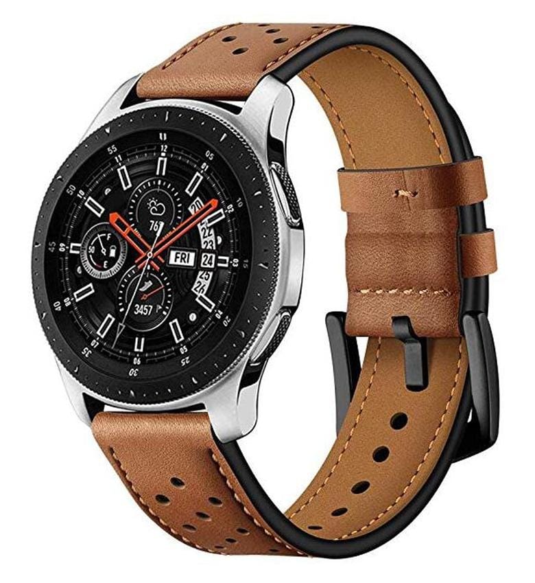 For Apply Samsung Galaxy Watch Active 20mm Leather Eyelet Sport Strap (Brown)