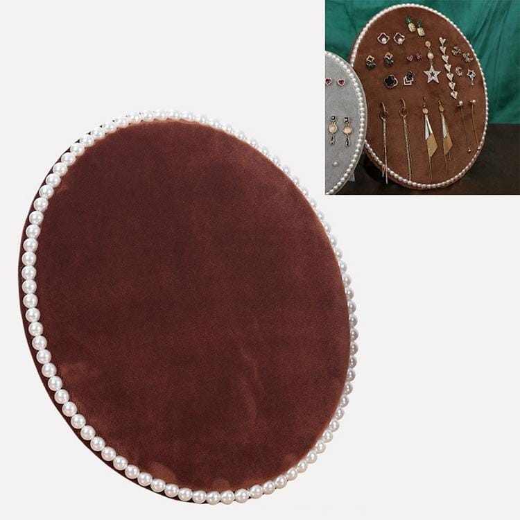 Household Creative Pearl Board Flannel Jewelry Rack Earrings Storage Display Stand, Size: L (Coffee)