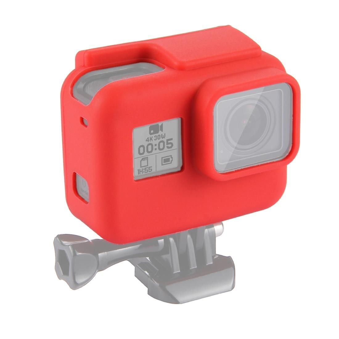 PULUZ Shock-proof Silicone Protective Case with Lens Cover for GoPro HERO /7 Black /6 /5 with Frame (Red)