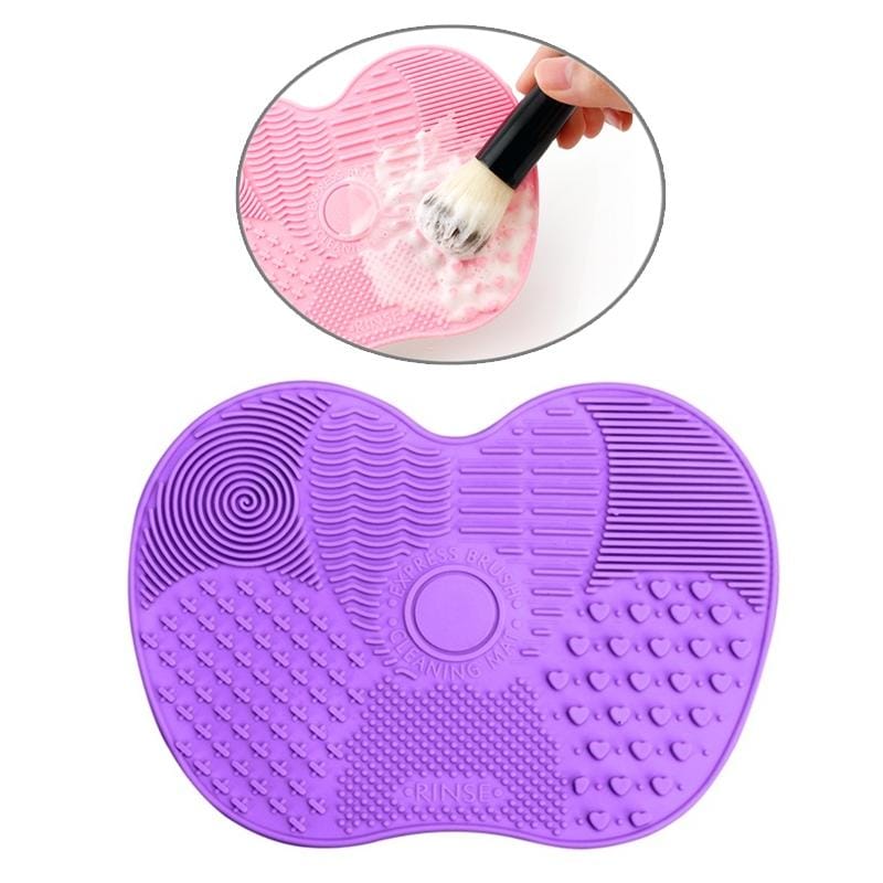 Silicone Brush Cleaner Mat Washing Tools for Cosmetic Make up Eyebrow Brushes Cleaning Pad Scrubber Board Makeup Clean Tool (Deep purple)