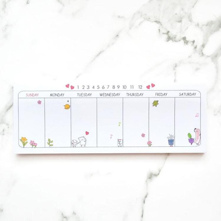 3 PCS Stationery Memo Paper Cartoon Animal Illustration Tear-off N-time Schedule Notepad Memo Pad (Vegetable)