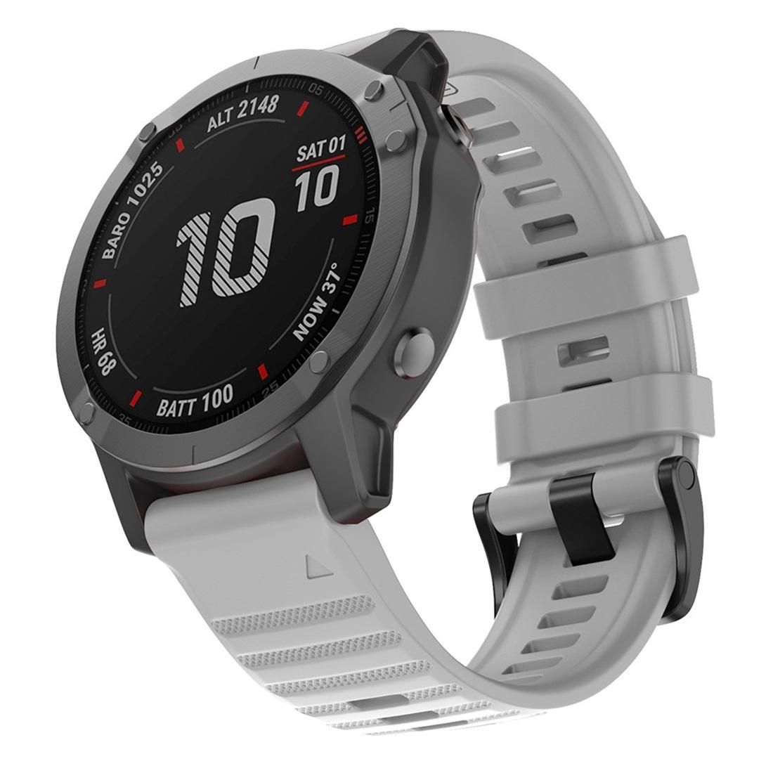 For Garmin Fenix 6X 26mm Silicone Smart Watch Replacement Strap Wristband (Grey)