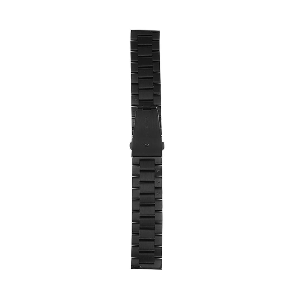 For Samsung Gear S3 Classic Smart Watch Butterfly Buckle 3 Beads Stainless Steel Watchband (Black)
