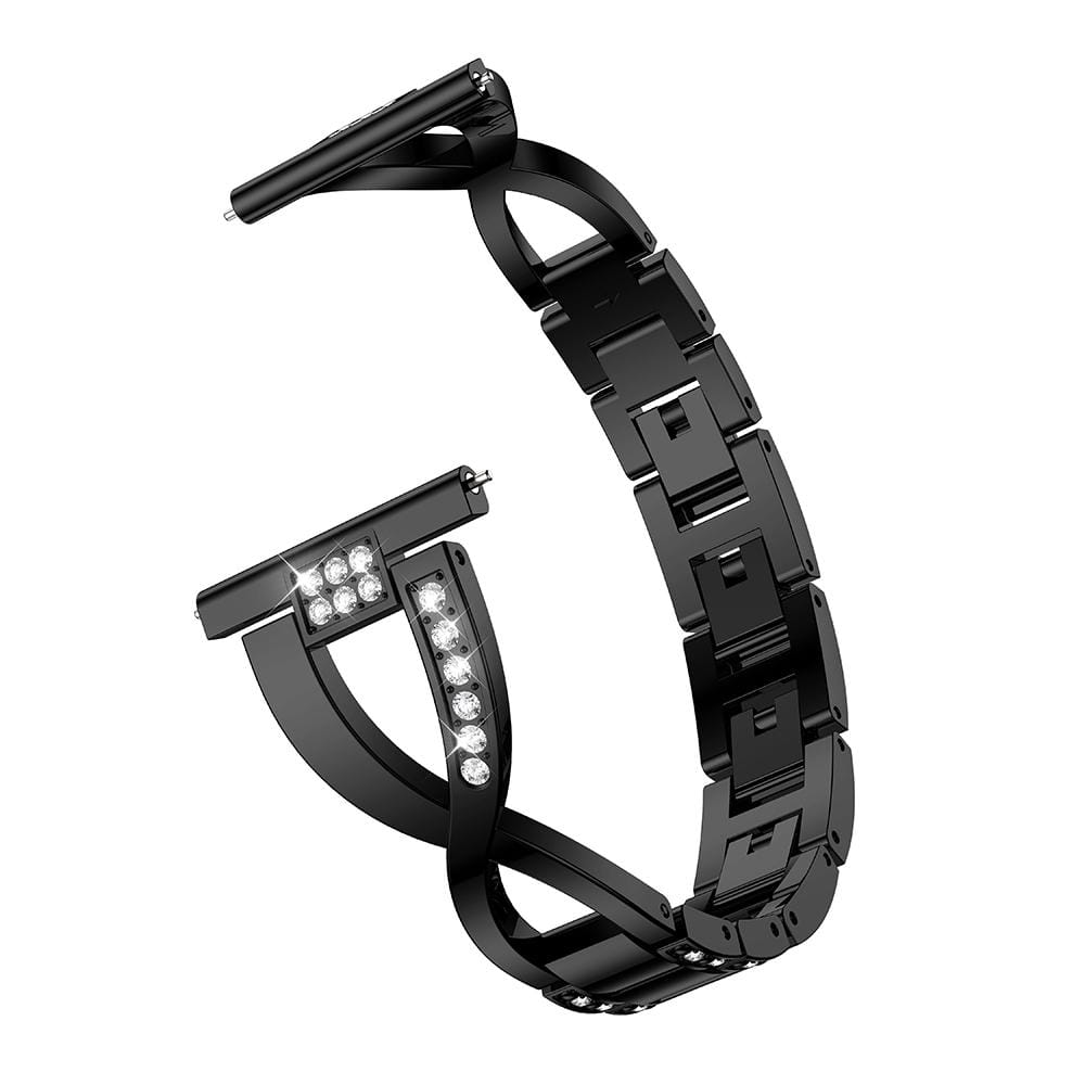 X-shaped Diamond-studded Solid Stainless Steel Wrist Strap Watch Band for Galaxy Watch 46mm (Black)