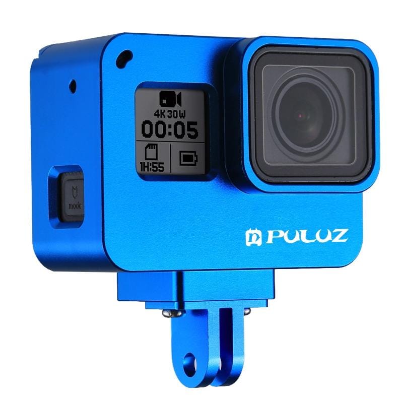 PULUZ Housing Shell CNC Aluminum Alloy Protective Cage with Insurance Frame  for GoPro HERO /7 Black /6 /5 (Blue)