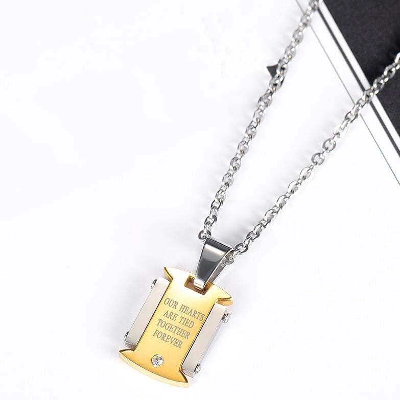 OPK 1689 Square Brand Titanium Steel Couple Necklace Men and Women Pendant Clavicle Chain, Style:Women Pendant + Chain