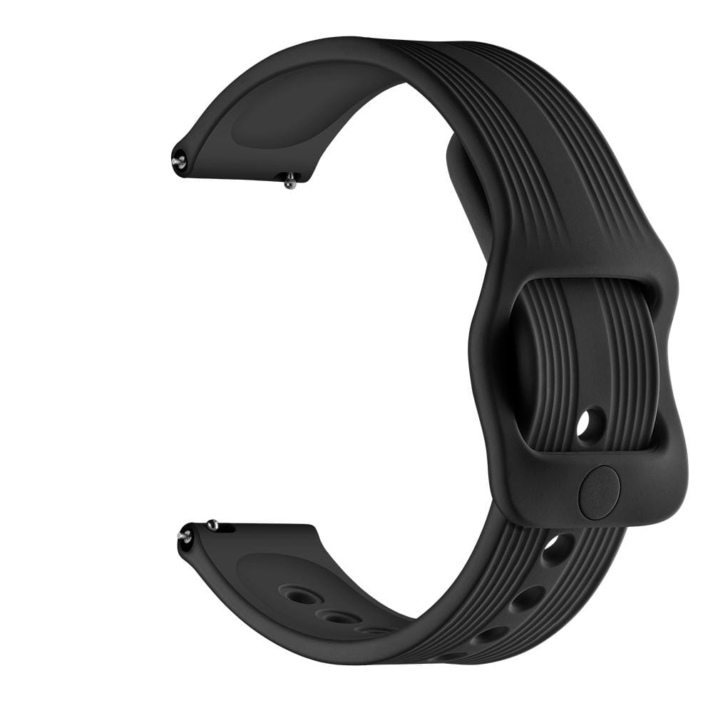 20mm For  Huawei Watch GT2 42mm / Galaxy Watch Active 2 / Huami GTS/GTR 42MM Silicone Strap with Japanese Buckle (Black)