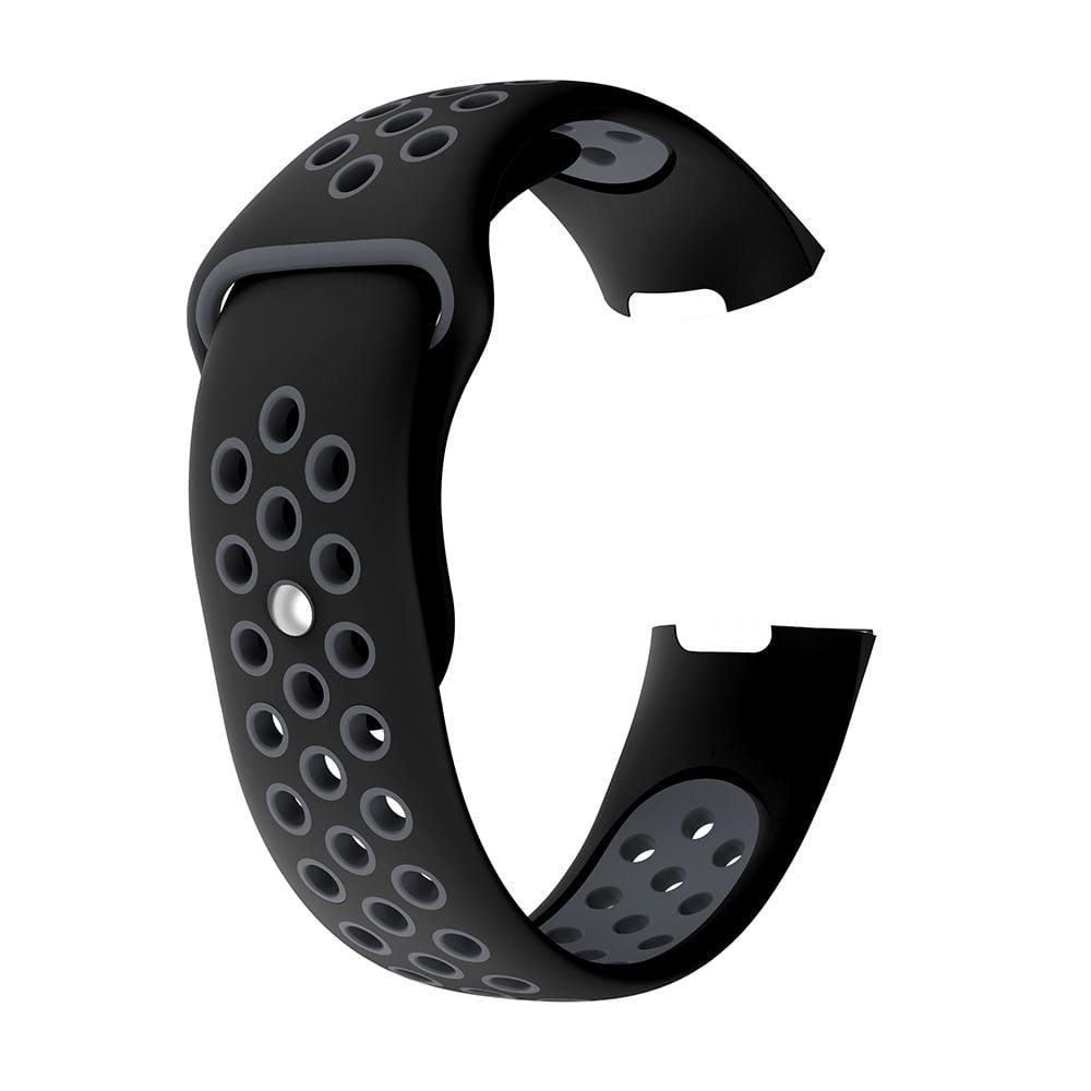 Two-color Round Hole Silicone Wrist Strap Watch Band for Fitbit Charge 3, Wrist Strap Size:130-195mm (Yellow)