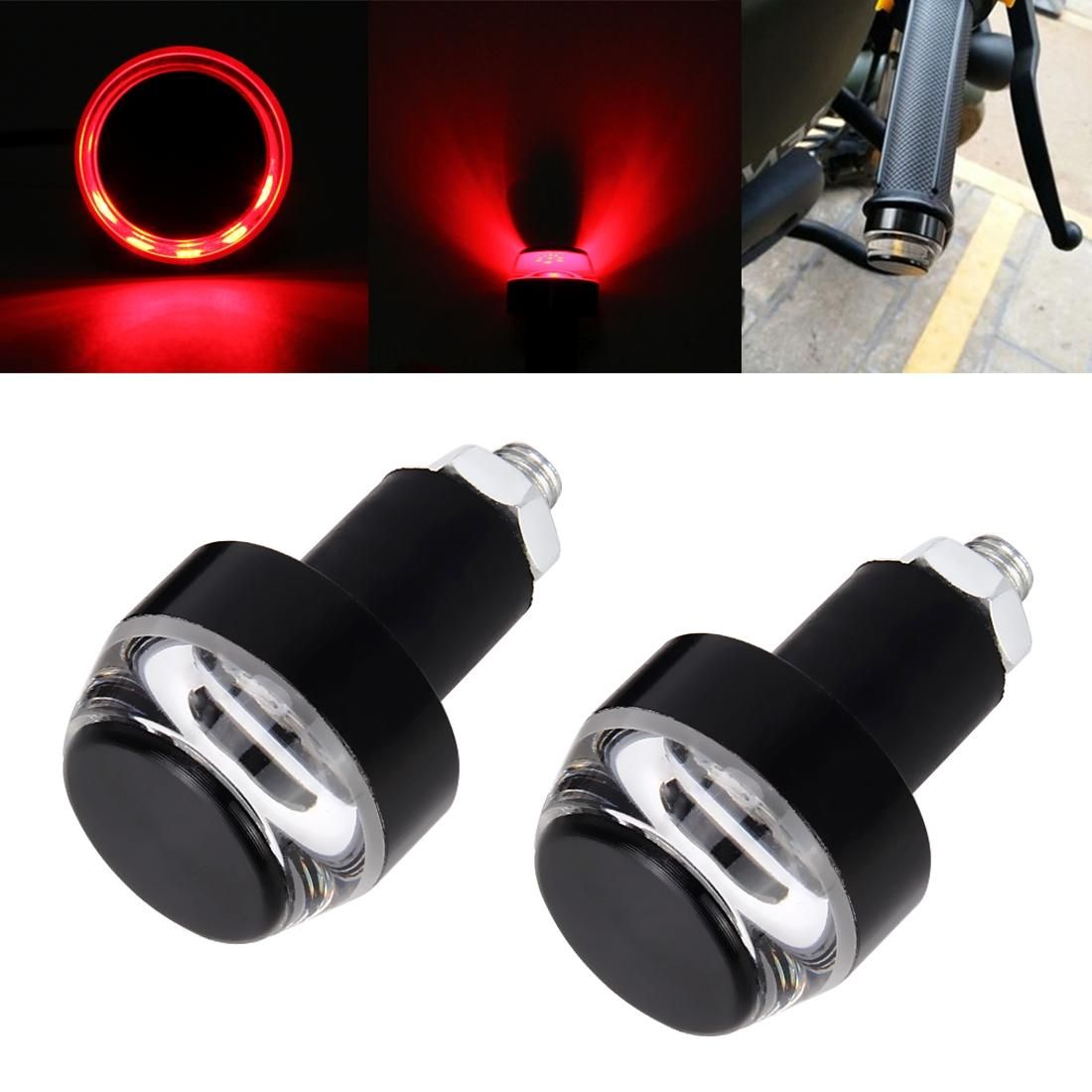 2 PCS Motorcycle Turn Double Light Grip Bar Plug Strobe Side Marker End LED Handlebar Lamp, Yellow and White Light (Style5)
