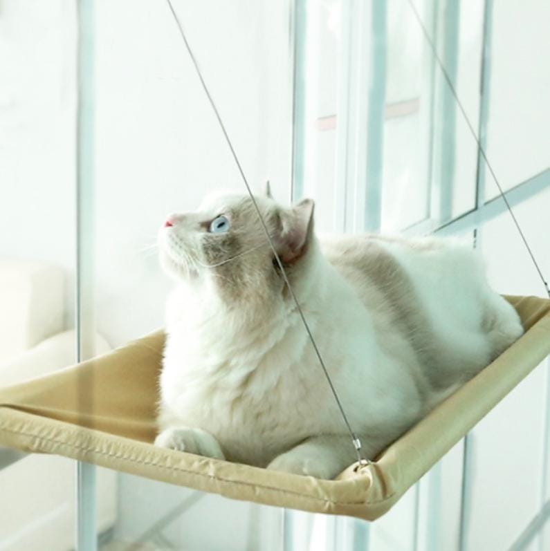 Pets Suction Cup Cat Hammock Window Hanging Hammock (Khaki)