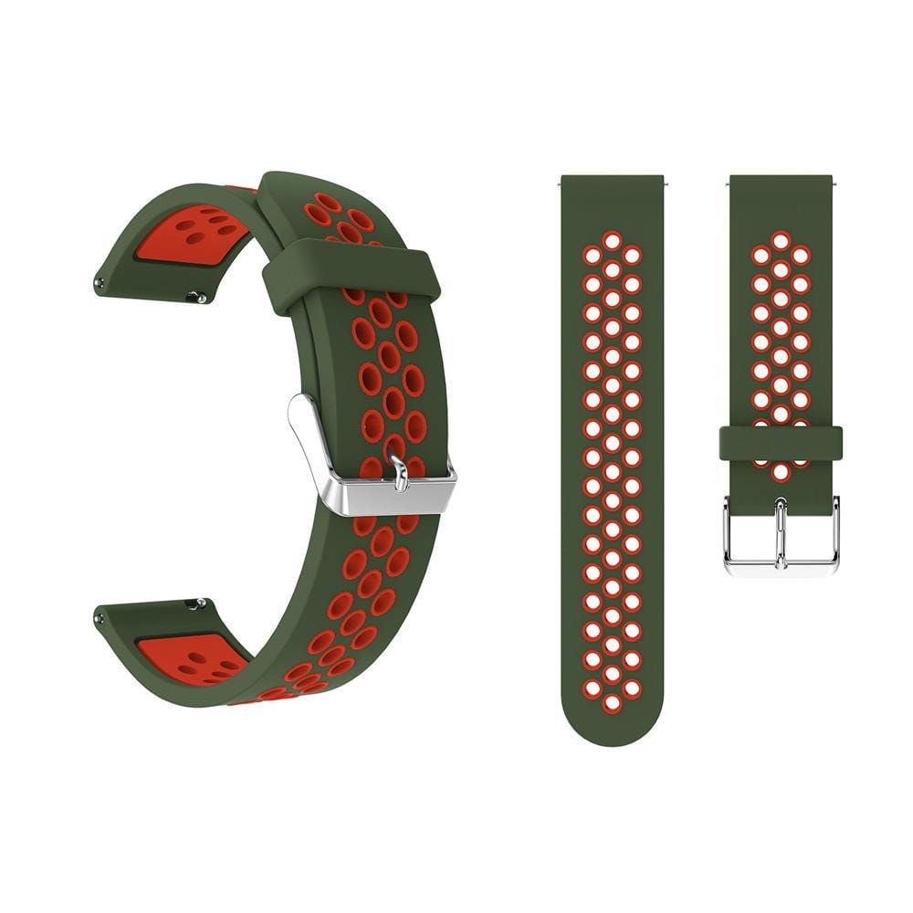 Metal Buckle Two-color Round Hole Silicone Wrist Strap Watch Band for Galaxy Watch Active 20mm (Style9)