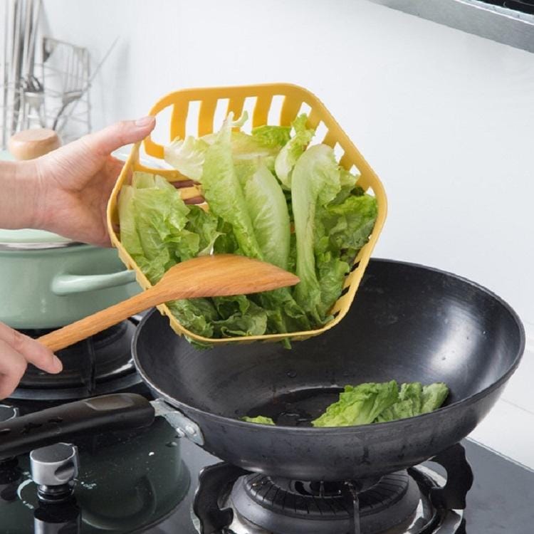 Hollow Fruit Basin Household Fruit Drain Basket Kitchen Vegetable Washing Plastic Basin (Orange)