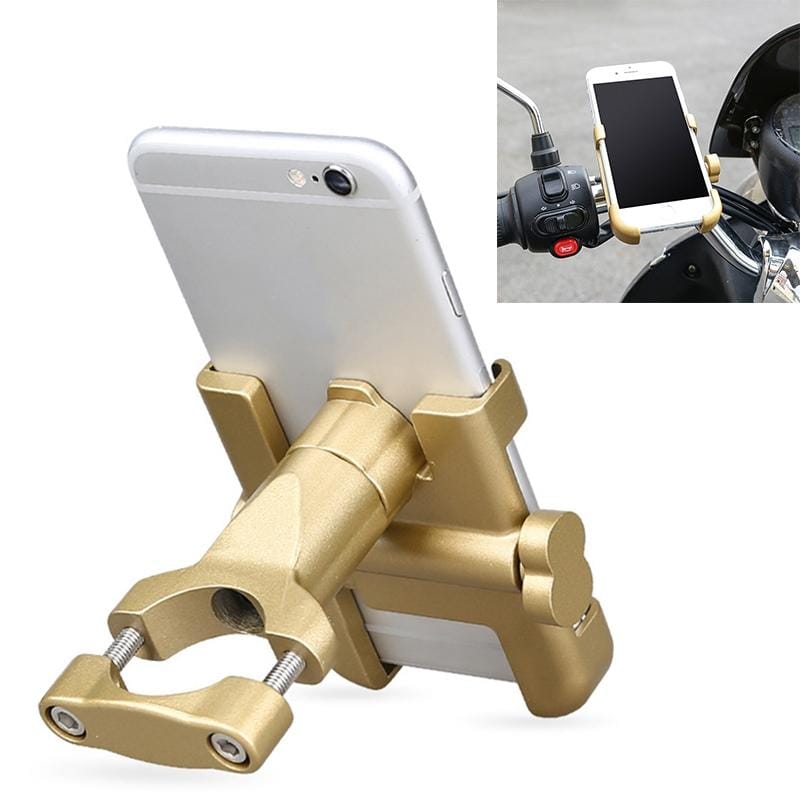 Motorcycle Handlebar Aluminum Alloy Phone Bracket, Suitable for 60-100mm Device (Gold)