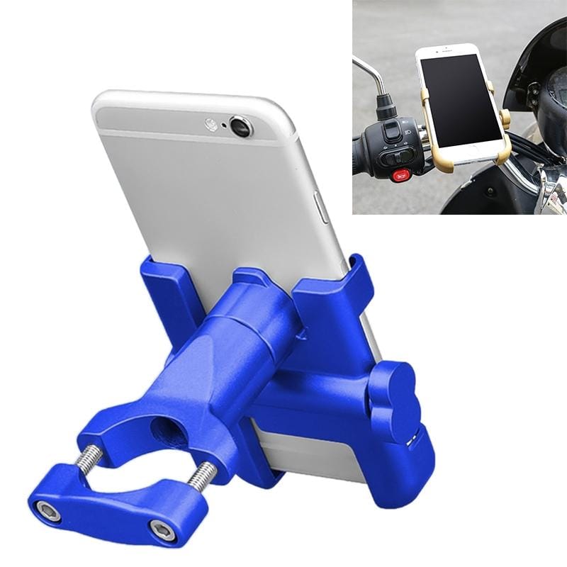 Motorcycle Handlebar Aluminum Alloy Phone Bracket, Suitable for 60-100mm Device (Blue)