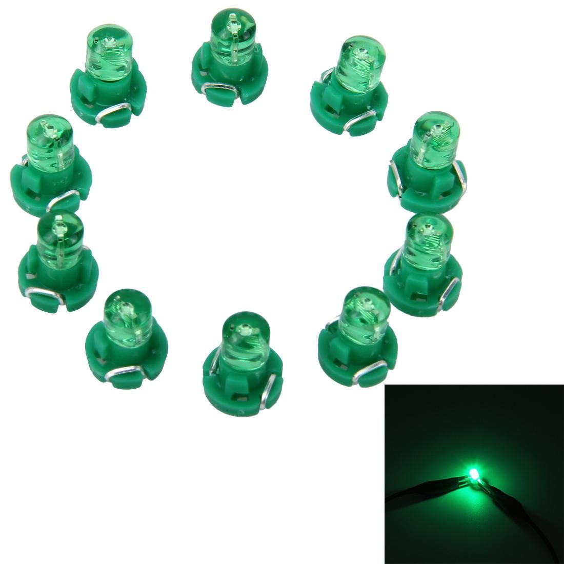 10 PCS 2W T3 Wedge Instrument Panel LED Light Dashboard Gauge Cluster Indicator Lamp Bulb (Green Light)