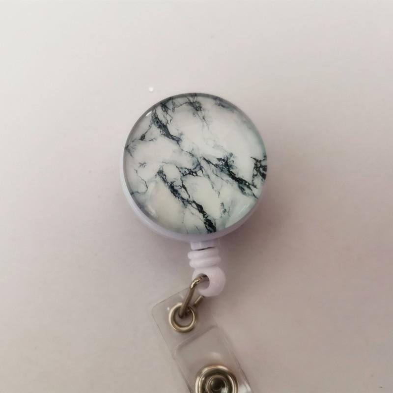 2 PCS Night Starry Sky Marble Crack Puller Retractable Buckle Lanyard Business Key Buckle Card Holder Marble Alligator Clip