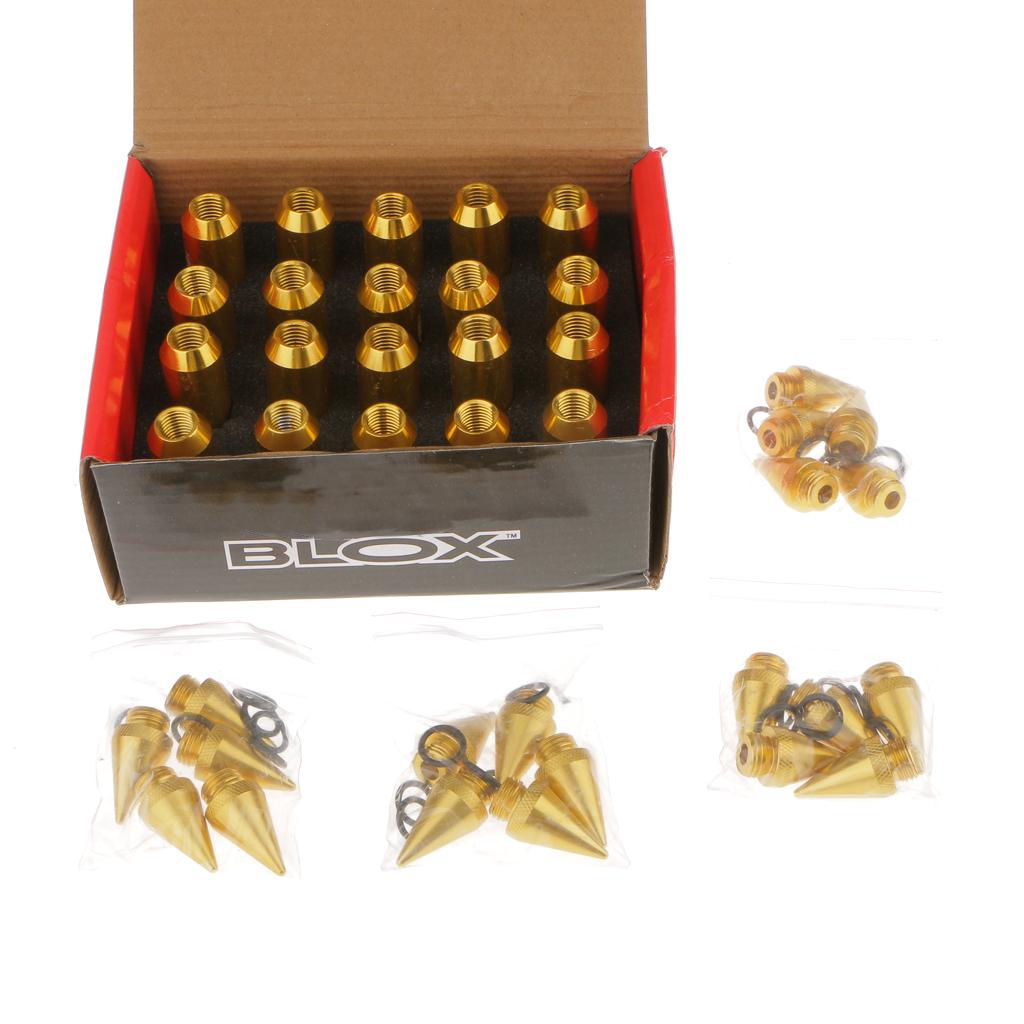 20pcs M12x1.5mm Racing Spike Wheel Rims Tuner Lug Nut Dust Cap Kit Gold