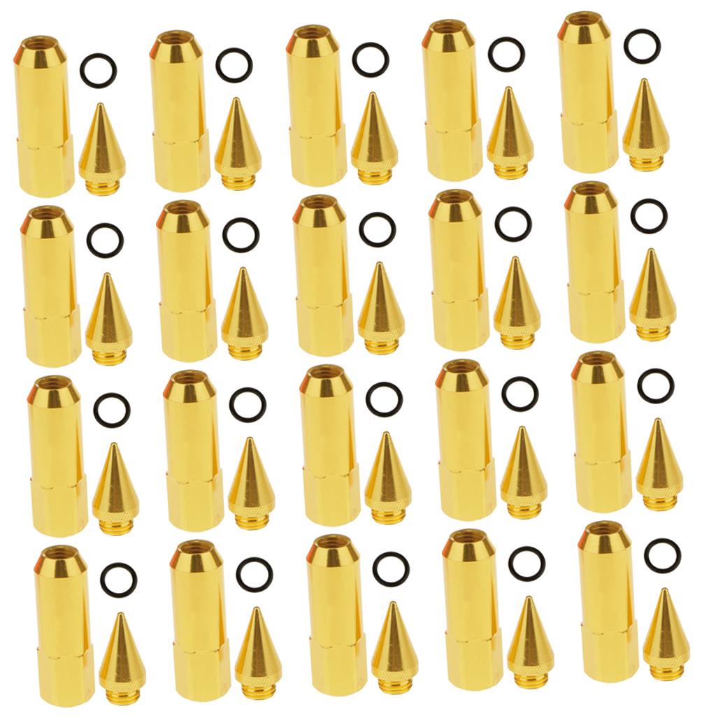 20pcs M12x1.5mm Racing Spike Wheel Rims Tuner Lug Nut Dust Cap Kit Gold