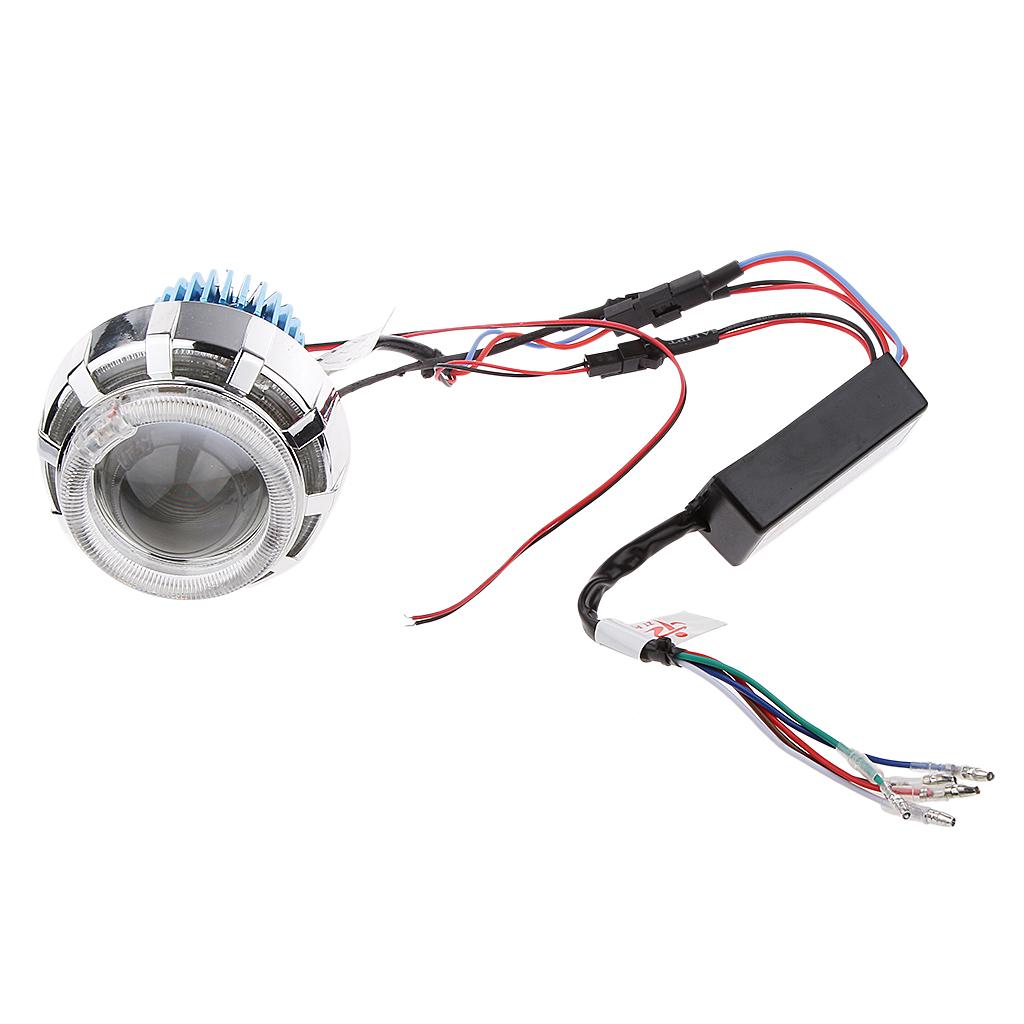 2.8 Motorcycle Universal LED Projector Headlight Bulb w/Angel Demon Eyes "