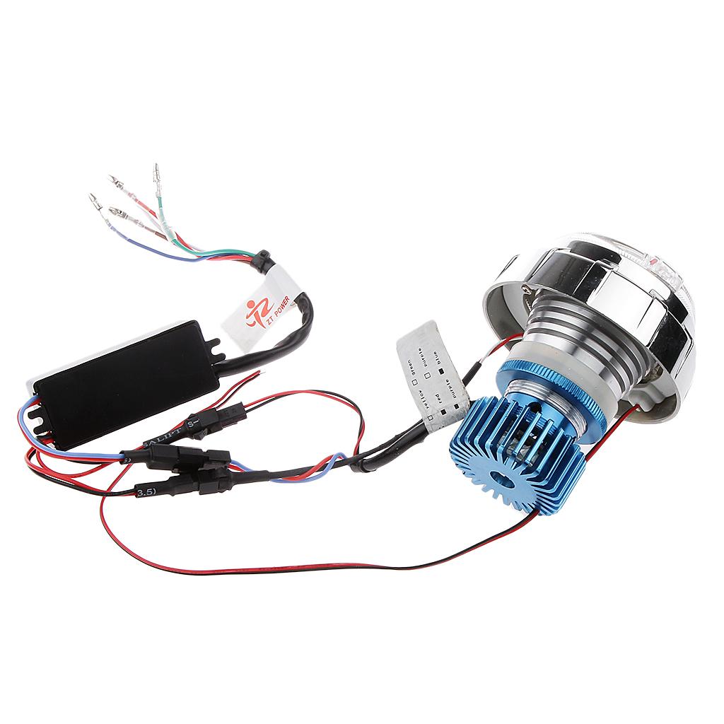 2.8 Motorcycle Universal LED Projector Headlight Bulb w/Angel Demon Eyes "