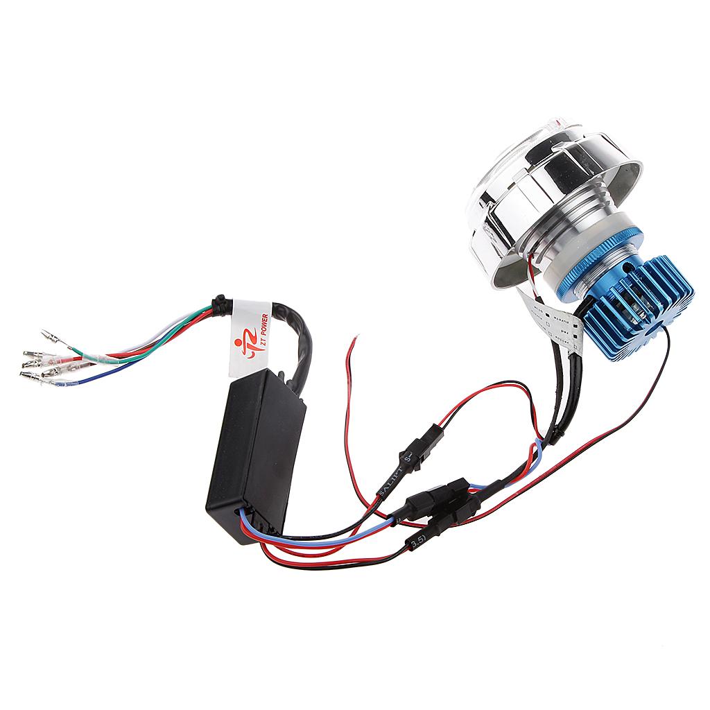 2.8 Motorcycle Universal LED Projector Headlight Bulb w/Angel Demon Eyes "