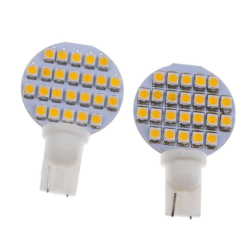 1 Pair Car 12V T10 3528 24LED Interior Roof Light Lamp 2800~3200K Warm White