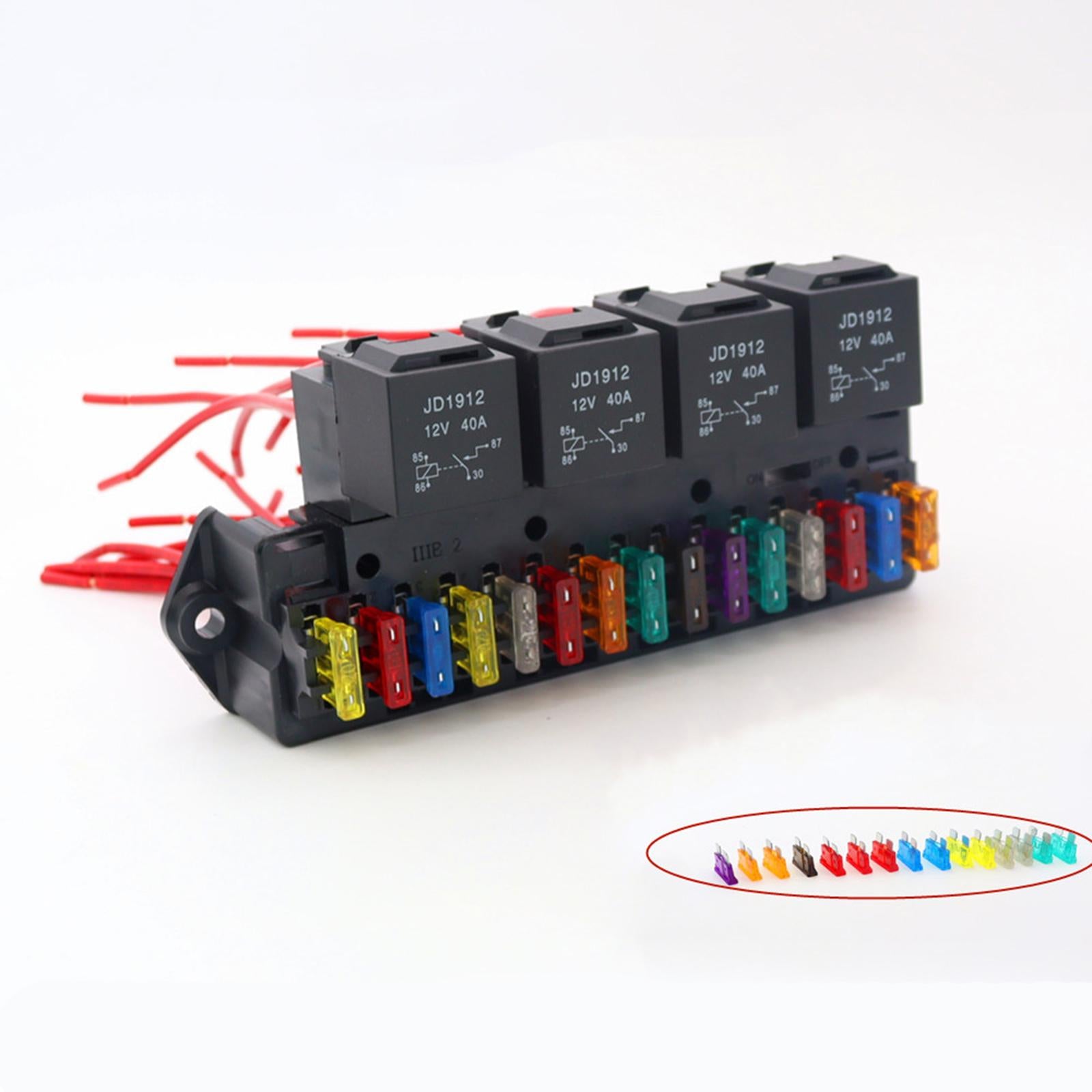 15-Way Car Fuse Box Block Holder Harness Assembly Wiring Fit for Automotive