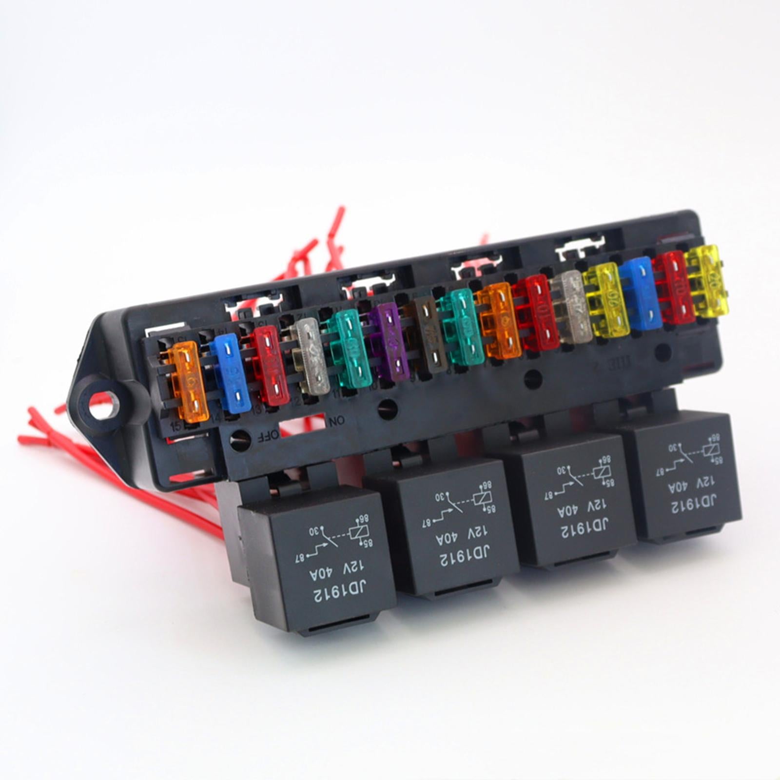 15-Way Car Fuse Box Block Holder Harness Assembly Wiring Fit for Automotive