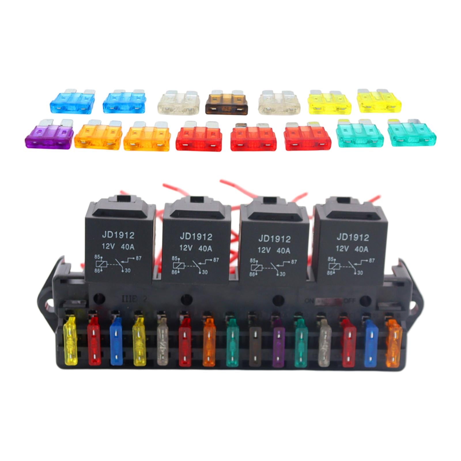 15-Way Car Fuse Box Block Holder Harness Assembly Wiring Fit for Automotive