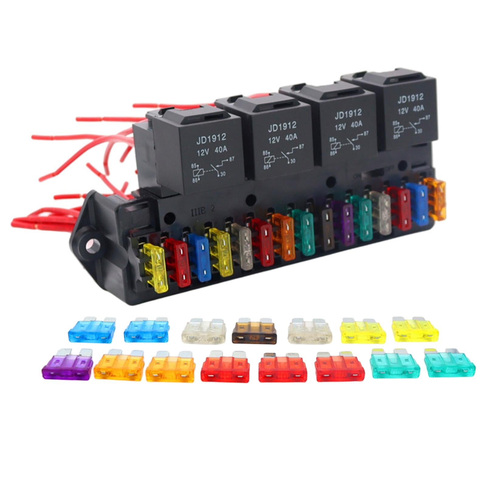 15-Way Car Fuse Box Block Holder Harness Assembly Wiring Fit for Automotive