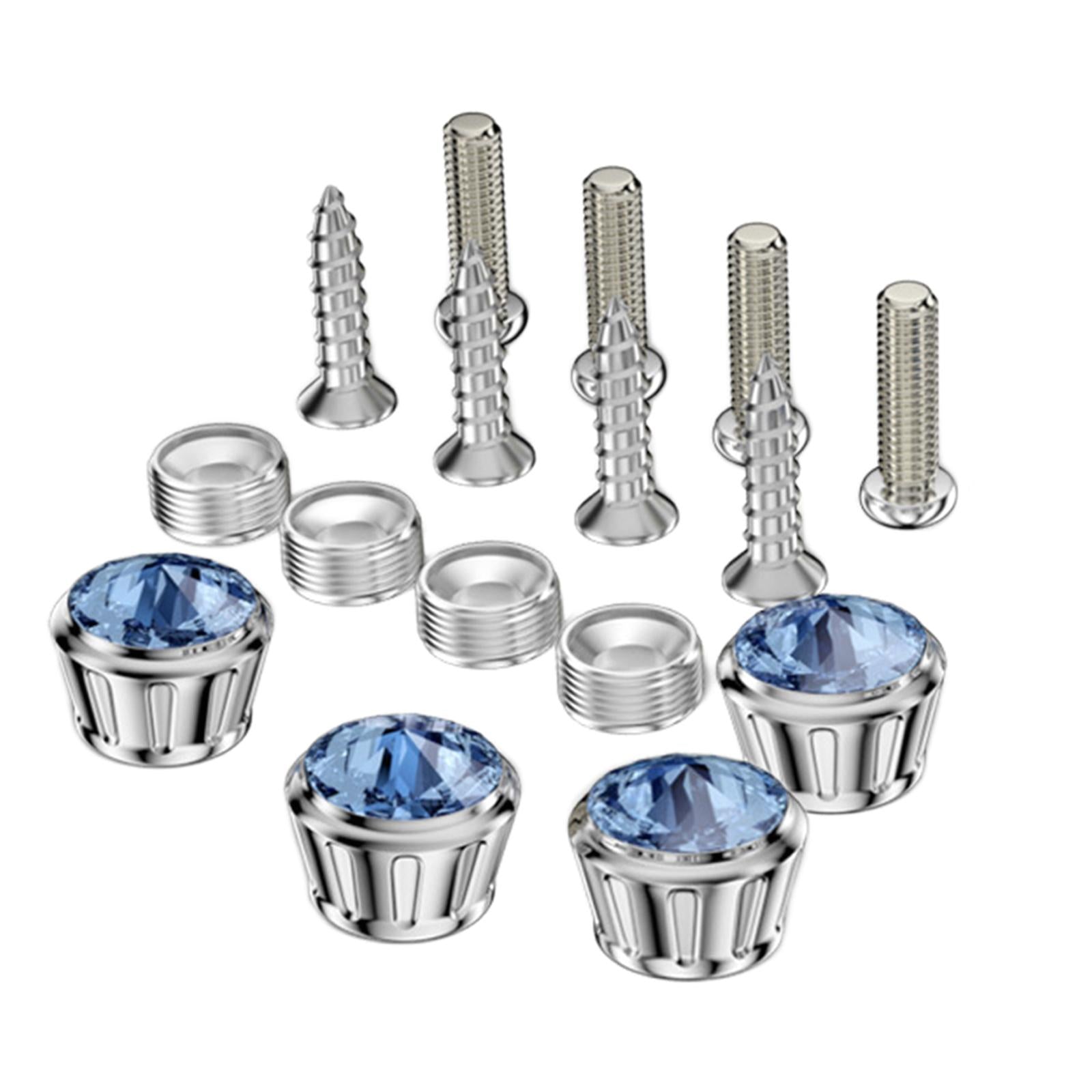 16 Pcs Car Anti Theft License Plate Fixing Screws Bolts for Tag Frames Blue