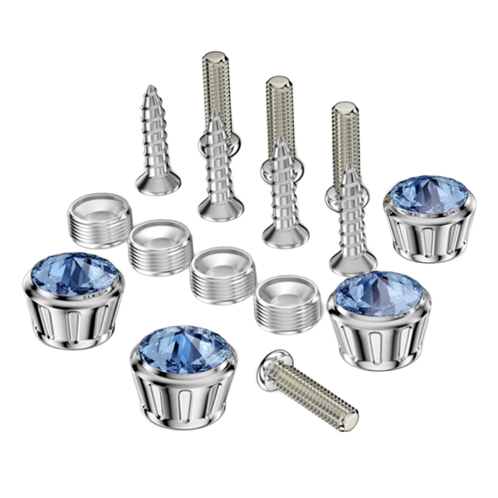 16 Pcs Car Anti Theft License Plate Fixing Screws Bolts for Tag Frames Blue