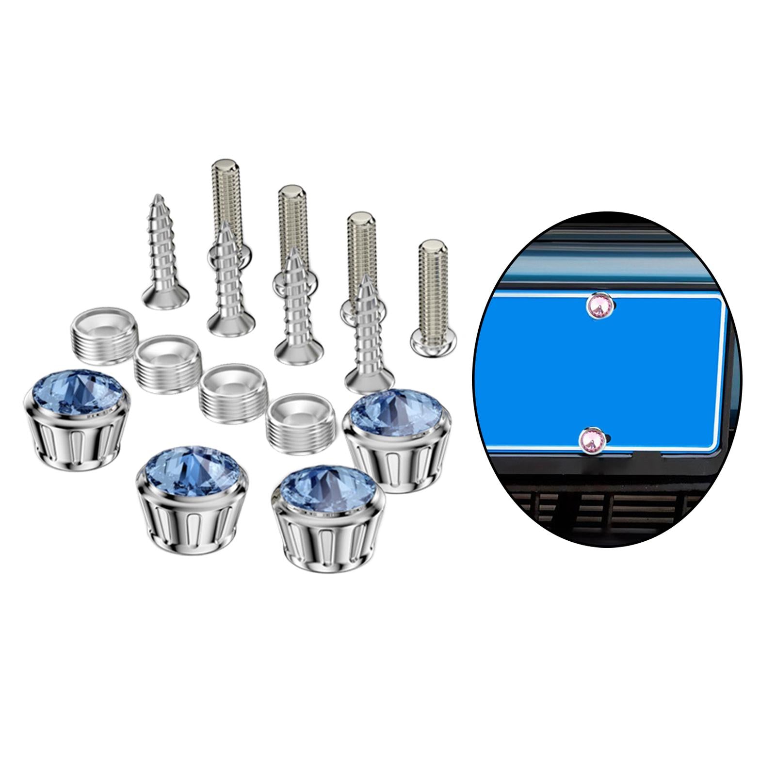 16 Pcs Car Anti Theft License Plate Fixing Screws Bolts for Tag Frames Blue