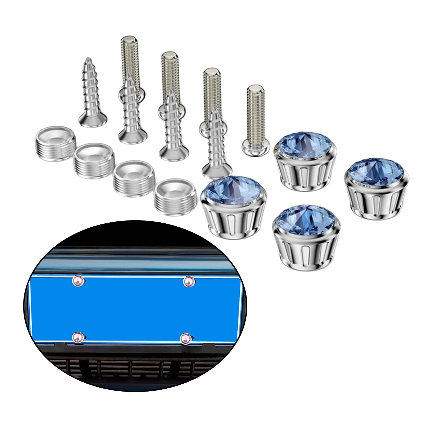 16 Pcs Car Anti Theft License Plate Fixing Screws Bolts for Tag Frames Blue