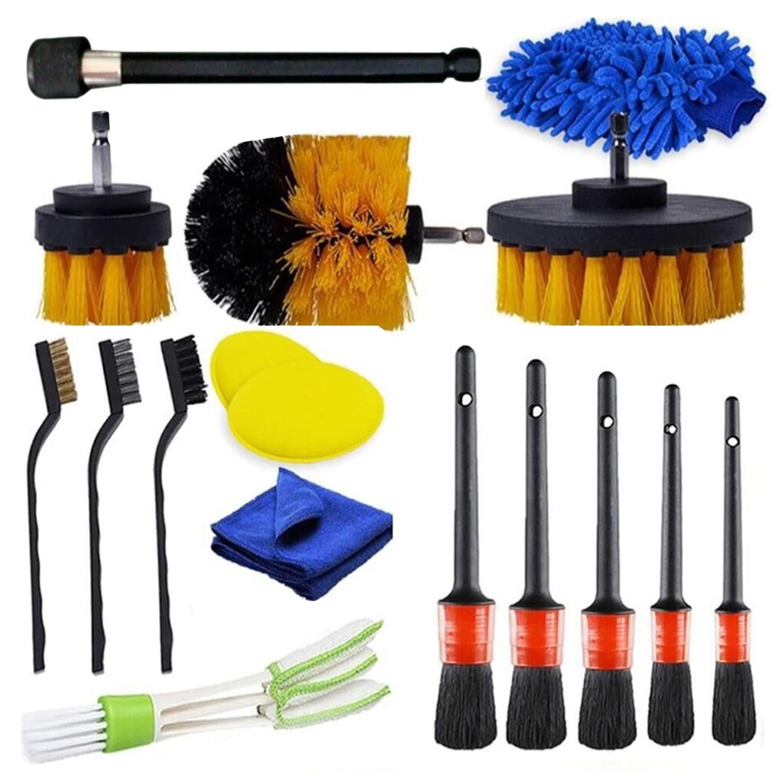 17 Pieces Car Detailing Brush Kit Wash Mitt Towels Fit for Air Vents Tire