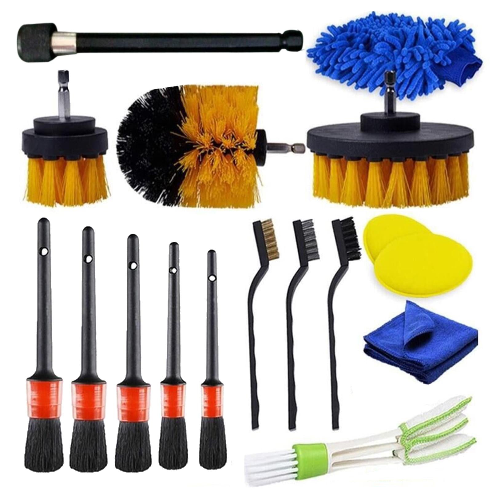 17 Pieces Car Detailing Brush Kit Wash Mitt Towels Fit for Air Vents Tire