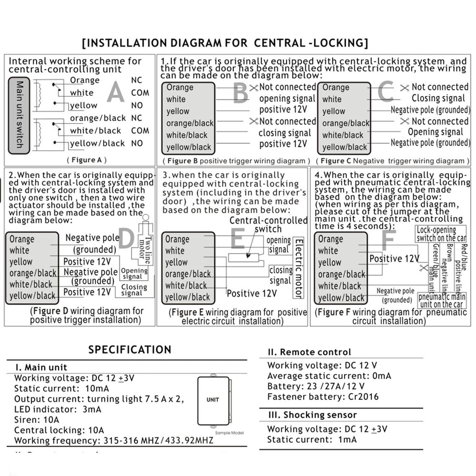 1 Way Remote Start and Keyless Entry System with Shock Sensor