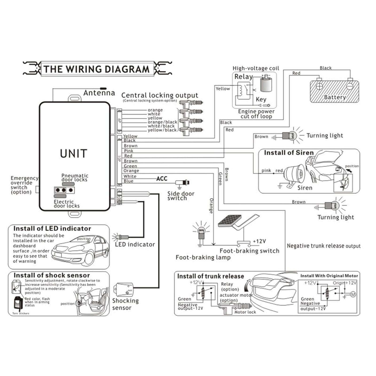 1 Way Remote Start and Keyless Entry System with Shock Sensor