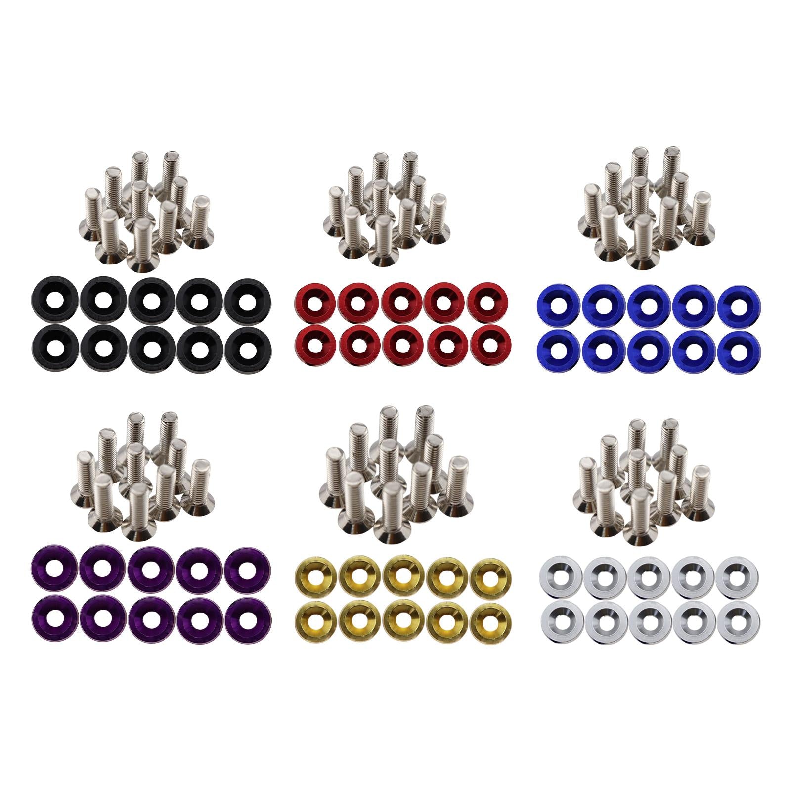 20Pcs Car Modified Screws Gasket Stainless Steel Aluminum Trim Bolts Screws Black