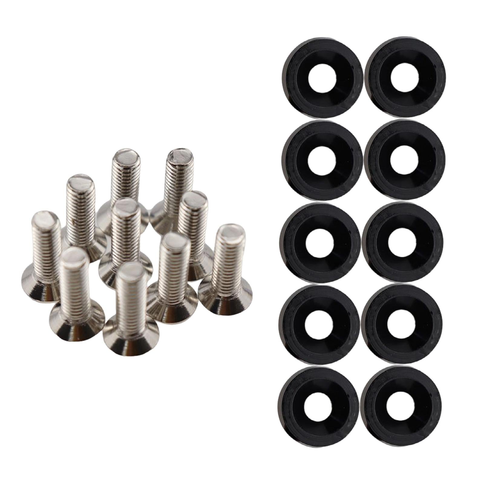 20Pcs Car Modified Screws Gasket Stainless Steel Aluminum Trim Bolts Screws Black