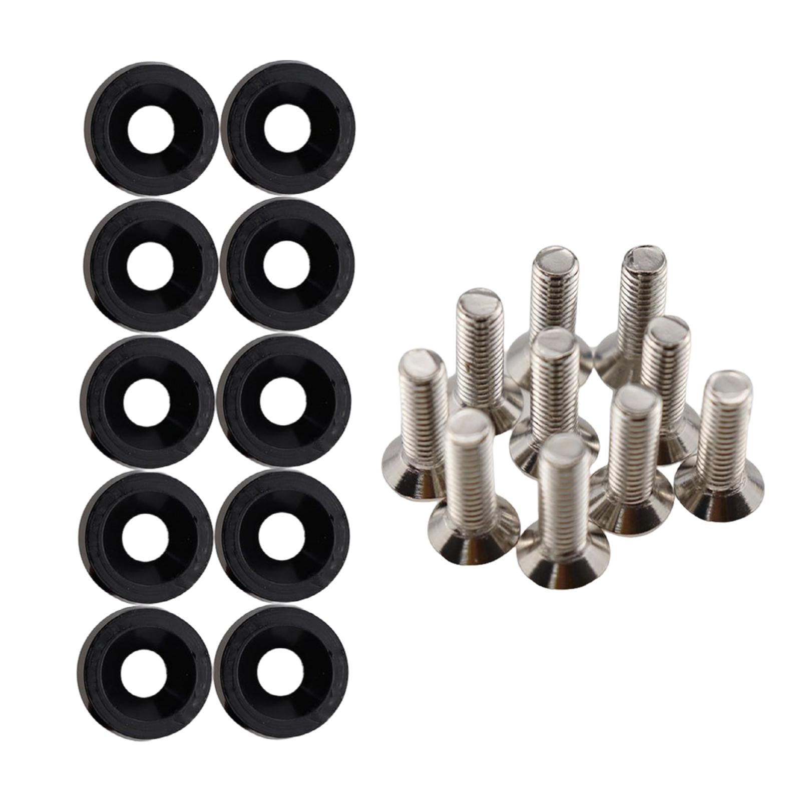 20Pcs Car Modified Screws Gasket Stainless Steel Aluminum Trim Bolts Screws Black