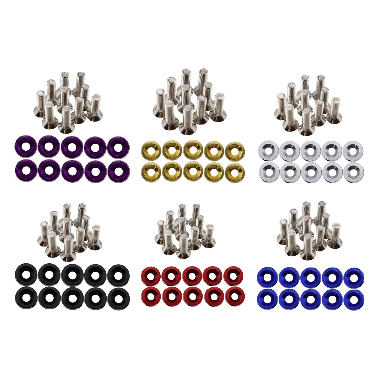 20Pcs Car Modified Screws Gasket Stainless Steel Aluminum Trim Bolts Screws Black